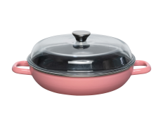 Riess Schmorpfanne 28 Cm Mit Glasdeckel – Schwarze Emaille, Induktionsgeeignet, Made In Austria